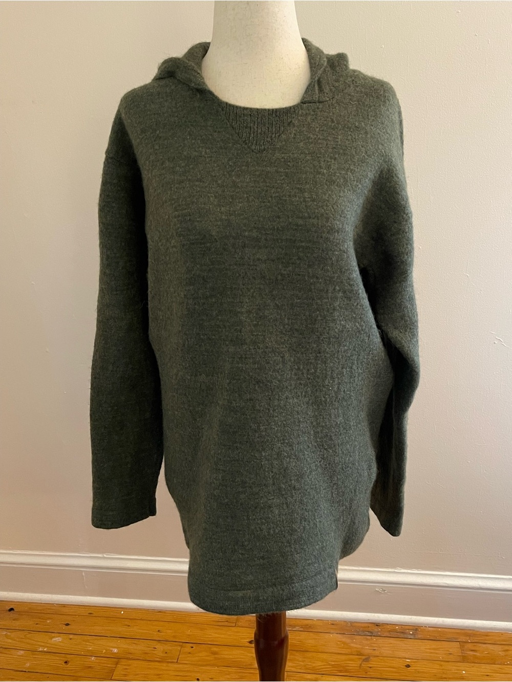 PAKA Royal Alpaca Hoodie Sweater Green XXL Fits Large Sustainable Knit